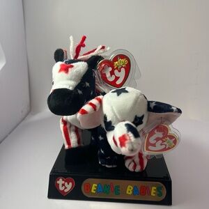 RARE Patriotic TY Beanie Baby 2000 RIGHTY and LEFTY, Retired w/Tags 4th Of July